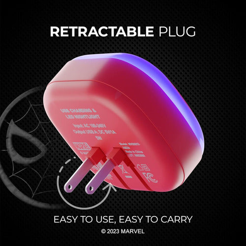 Luz Nocturna Marvel Spiderman Con Led Táctil. Rojo Rojo