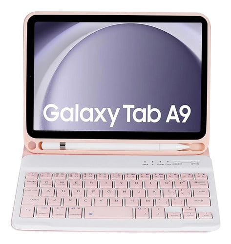 Funda Con Teclado Para Samsung Galaxy Tab A9 8.7 Rosa