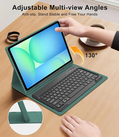 Funda Con Teclado Para Samsung Galaxy Tab S10 Fe+ Plus Verde
