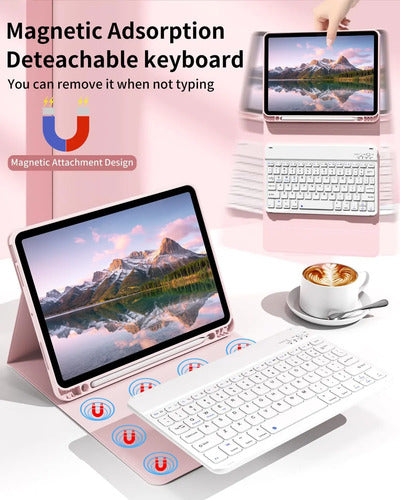 Funda Con Teclado Bluetooth Para iPad Air 11'' M3/m2 & Air Rosa Claro