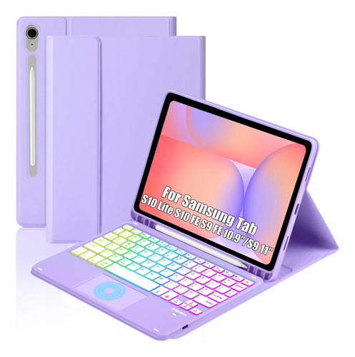 Funda Con Teclado Para Samsung Galaxy Tab S10 Lite/s10 Fe/s9 Violeta