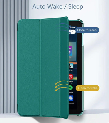 Funda Para Amazon Kindle Fire Hd 8 & 8 Plus 8'' Verde Oscuro