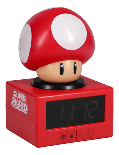 Reloj Alarma Super Mario Super Mushroom Con Luz Nocturna