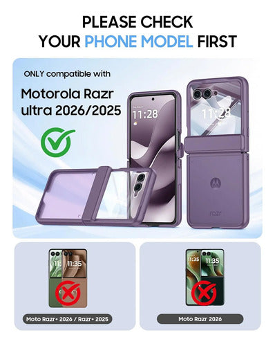 Funda Motorola Razr Ultra 2025, Protector Pantalla Violeta