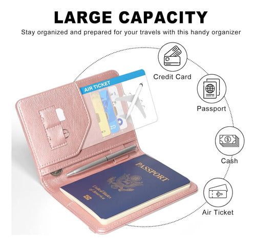 Acdream Rfid Blocking Passport Holder Travel Wallet, Rose... Dorado Oscuro