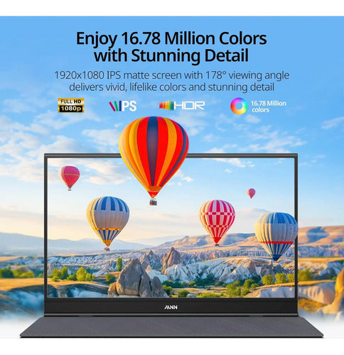 Monitor Portátil Mnn 15.6'' Fhd 1080p Usb C Hdmi Gaming Ips