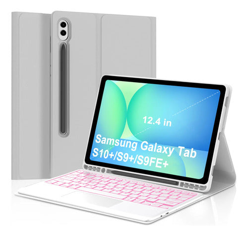 Funda Con Teclado Samsung Galaxy Tab S10+/s9+ Plus 12.4 PuLG Gris