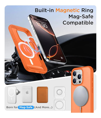 Funda Magnética Temdan Para iPhone 16 Pro Max Con Soporte Naranja