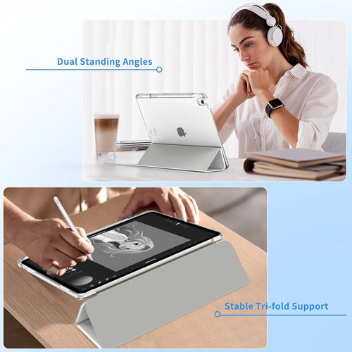 Funda Moko Para iPad Air Con Soporte Para Lápiz Plateado