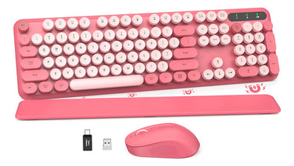 Combo De Teclado Y Mouse Inalámbricos - Rosa Chicle Rosa Chicle