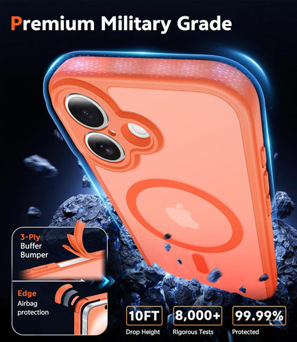 Funda Transparente Para iPhone 16 Naranja