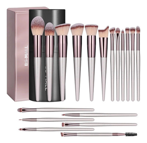 Set De 18 Brochas De Maquillaje Premium Champagne