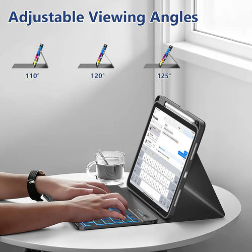 Funda Con Teclado Para iPad A16 11th 10th Gen Negro