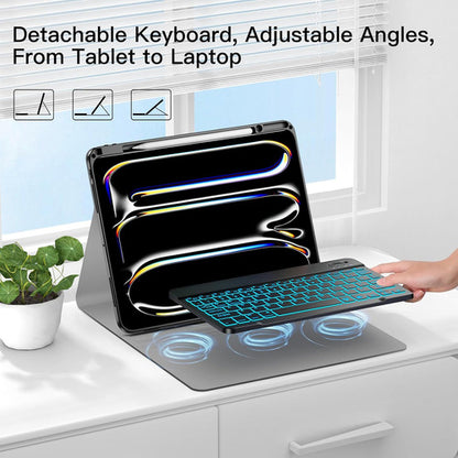 Juqitech Funda Con Teclado Para iPad Air 11 M3 2025 M2 20... Negro