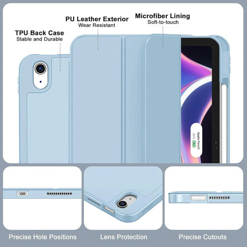 Funda Para iPad A16 / 11 Generacion Con Soporte Para Lápiz Azul Claro