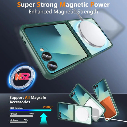 Funda Magnética Para Samsung Galaxy Z Flip 7 Verde Musgo
