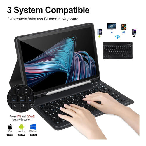 Funda Con Teclado Para Samsung Galaxy Tab A11+/a9+ 11' Negro
