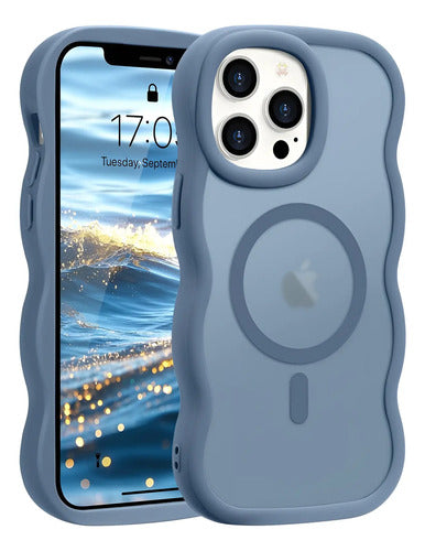 Funda Para iPhone 12 Pro Max Diseño Ondulado Azul Azul