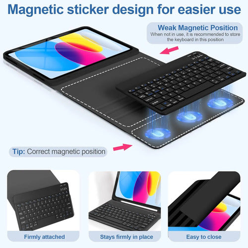 Funda Con Teclado Para iPad 11 Gen Y A16 Negro
