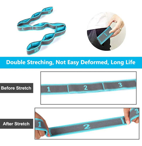 Correa Elástica De Yoga Y Pilates Con Multibucles Ajustables Azul