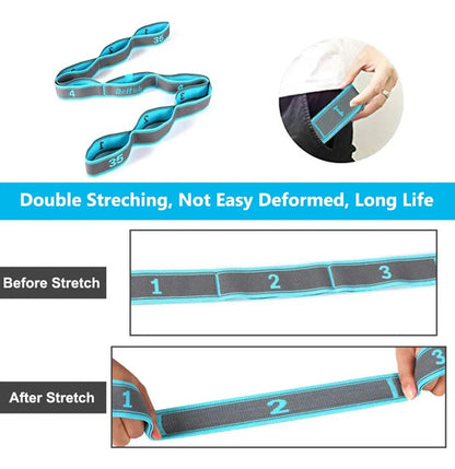 Correa Elástica De Yoga Y Pilates Con Multibucles Ajustables Azul