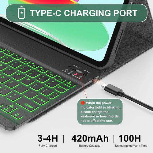 Funda Con Teclado Para iPad (a16) 11th/10th Gen Verde Lima