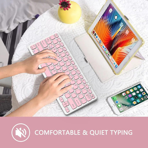 Teclado Bluetooth Taiyang Para iPad Y Dispositivos Bluetooth Rosa