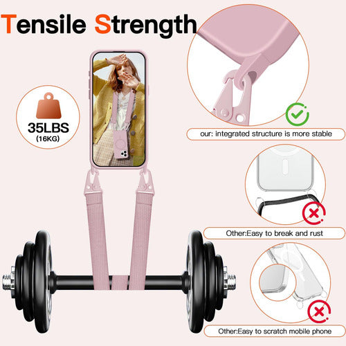 Funda Para iPhone 17 Pro Con Correa Ajustable Rosa