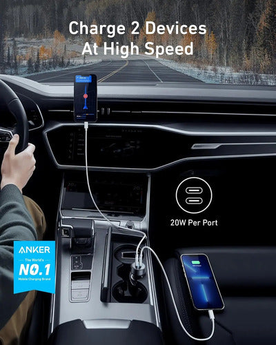 Cargador De Coche Anker Usb C, 40w 2-puertos