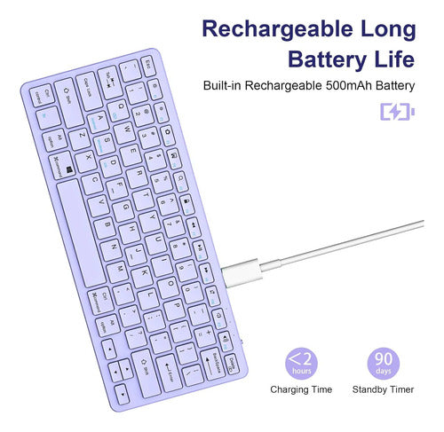 Teclado Bluetooth Taiyang Para iPad Y Dispositivos Bluetooth Morado Claro
