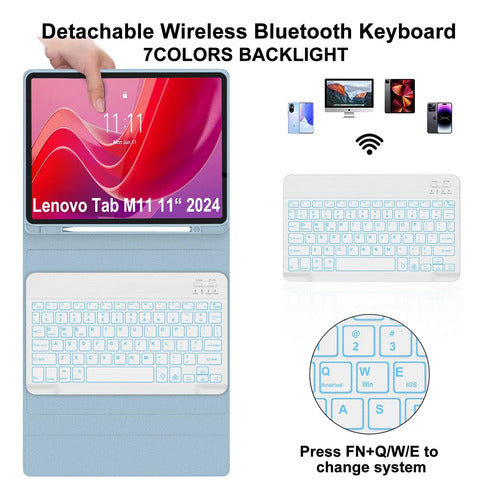 Funda Con Teclado Para Lenovo Tab M11 / K11 Lte 11 Pulgadas Celeste