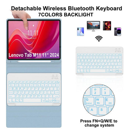 Funda Con Teclado Para Lenovo Tab M11 / K11 Lte 11 Pulgadas Celeste