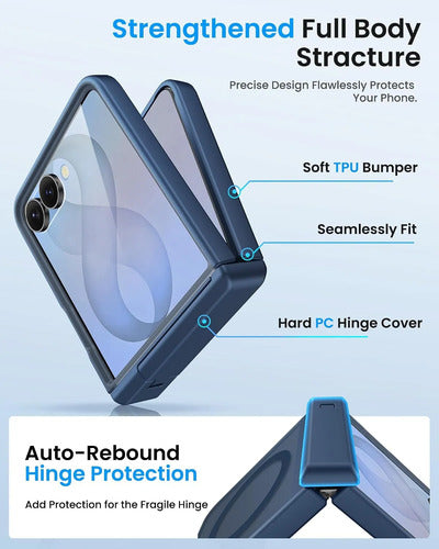 Funda Con Soporte Para Samsung Galaxy Z Flip 8 Azul Translúcido
