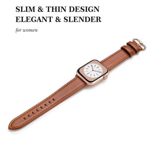 Correa De Cuero Elegante Para Apple Watch Marrón 3.8 Cm