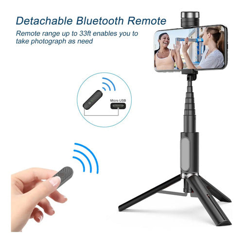 Ailun Selfie Stick TriPod 3 En 1 Con Bluetooth Negro