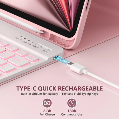 Funda Con Teclado Retroiluminado Para iPad Air Y Pro Rosa
