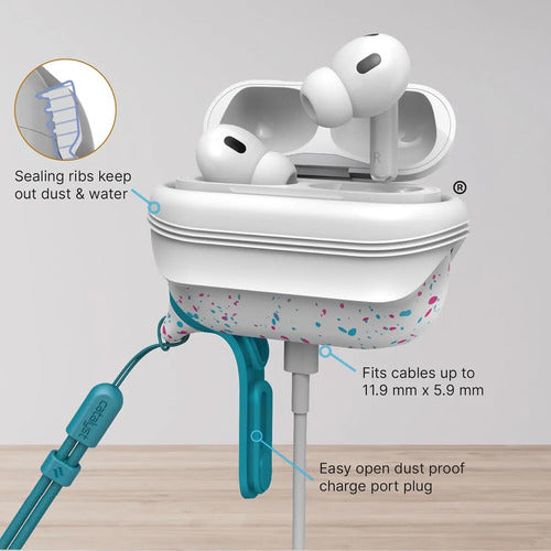 Funda Impermeable Para AirPods Pro 2da Y 1ra Gen. Funfetti - Lanyard