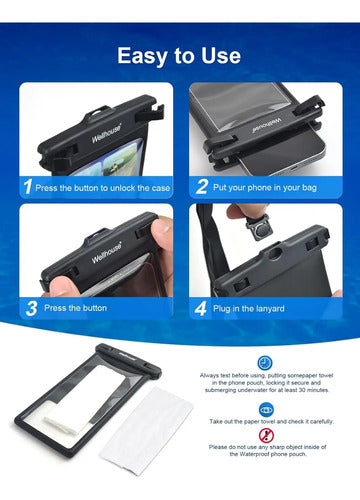 Funda Impermeable Wellhouse Para iPhone Y Samsung, 8 PuLG... Negro