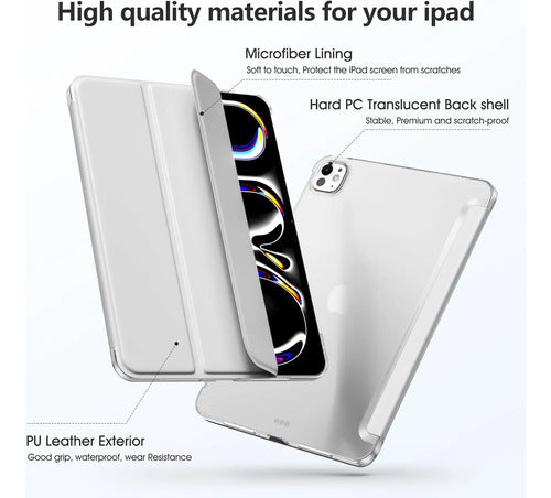 Funda iPad Pro Trasera Translúcida Con Soporte Tríptico Gris