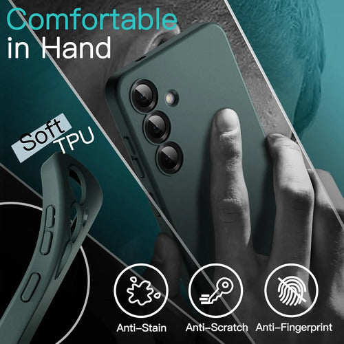 Funda Slim Para Samsung Galaxy S25 Verde Oscuro Liso
