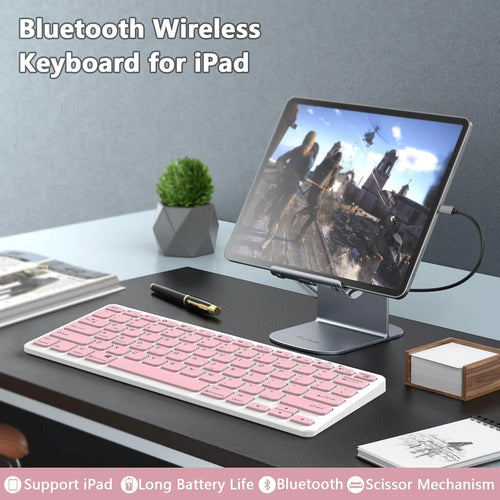 Teclado Bluetooth Taiyang Para iPad Y Dispositivos Bluetooth Rosa