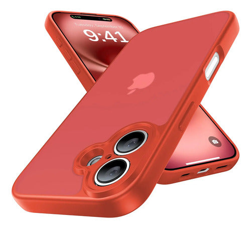 Funda Protectora Para iPhone 16, Antigolpes Rojo