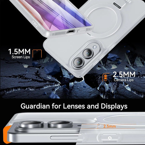 Funda Magnética Con Soporte Para Samsung Galaxy S25 Edge Blanco Lisa