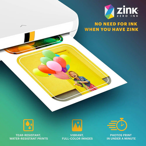 Papel Fotográfico Adhesivo Zink Kodak 2x3 (30 Hojas) Blanco