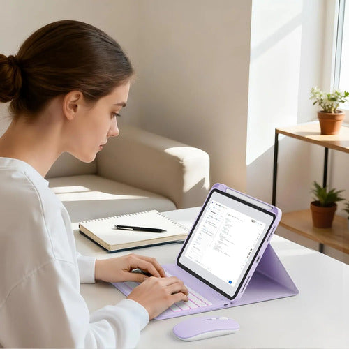 Funda Con Teclado Para iPad Air M4 11 Pulgadas Morado