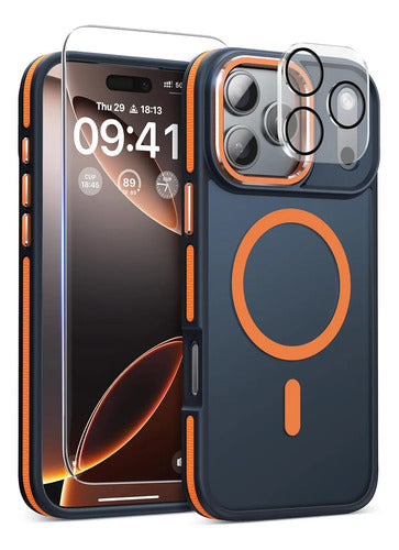 Funda Magnética 3 En 1 Para iPhone 17 Pro Naranja