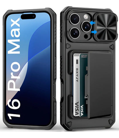 Funda Para iPhone 16 Pro Max Con Porta Tarjetas Negro