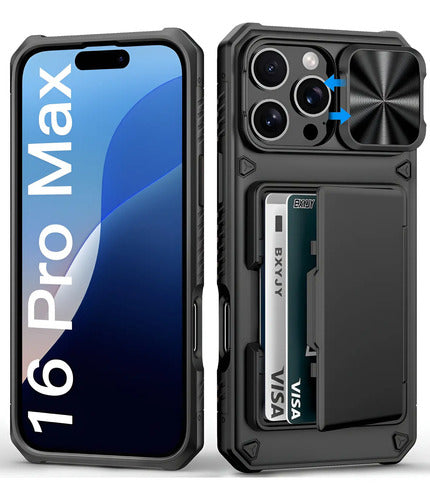 Funda Para iPhone 16 Pro Max Con Porta Tarjetas Negro