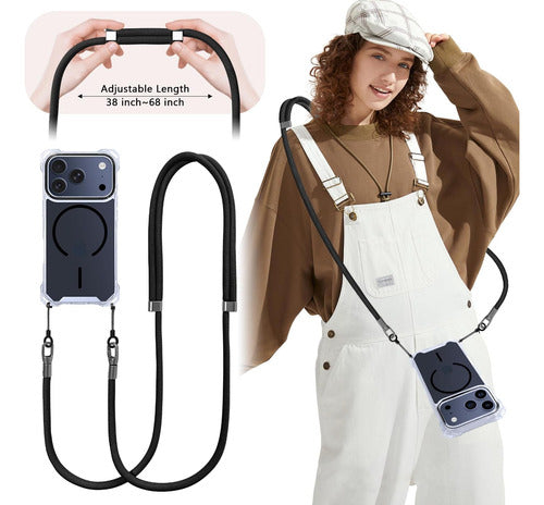 Funda Para iPhone 17 Pro Con Correa Ajustable Negro