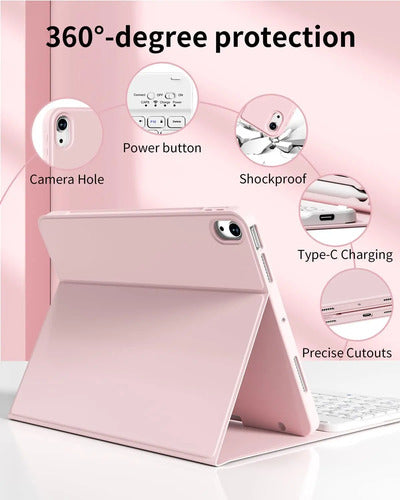 Funda Con Teclado Bluetooth Para iPad Air 11'' M3/m2 & Air Rosa Claro